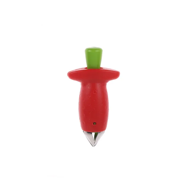 Strawberry Stem Remover Metal Plastic Fruit Leaf Remover Tomato Stalks Strawberry Knife Stem Remover Gadget Kitchen Cooking Tool - Separate Opp Bag
