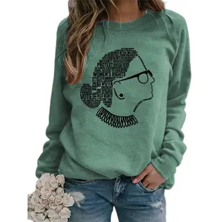 Justice Monogram Print Crew Neck Long Sleeve Sweatshirt - Green