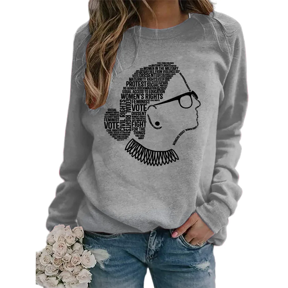 Justice Monogram Print Crew Neck Long Sleeve Sweatshirt Grey - Shop at LoveMi