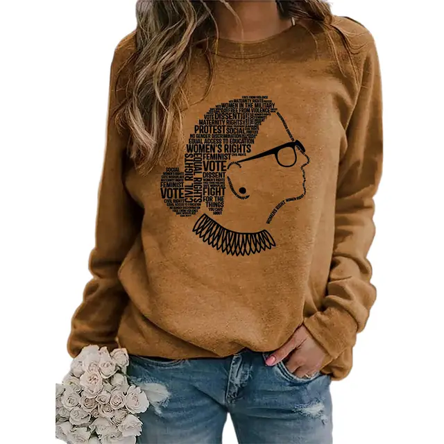 Justice Monogram Print Crew Neck Long Sleeve Sweatshirt Khaki - Shop at LoveMi