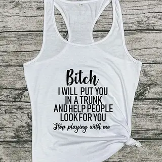 European And American Women's Vest Feminist English Print - White