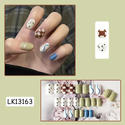 Hollow Love French Nail Art Patch Removable Finished Product 201Matcha White - Shop at LoveMi