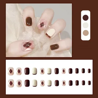 Hollow Love French Nail Art Patch Removable Finished Product - 2246Diamond Checker