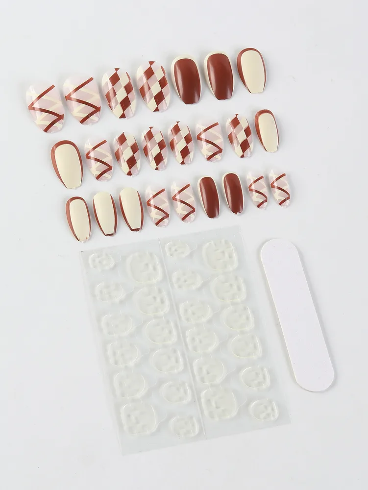 Checkerboard Lattice Line Jelly Glue Nail Manicure P0036 - Shop at LoveMi
