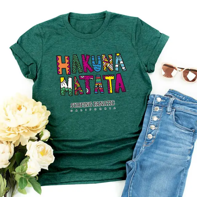 Women's Letter Print Crew Neck Short Sleeve T Shirt Dark Green - Shop at LoveMi