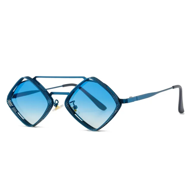Vintage New Punk Diamond Small Frame Sunglasses - Blue