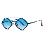 Vintage New Punk Diamond Small Frame Sunglasses - Blue
