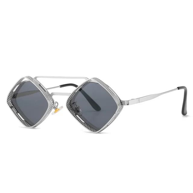 Vintage New Punk Diamond Small Frame Sunglasses Silver Ash - Shop at LoveMi
