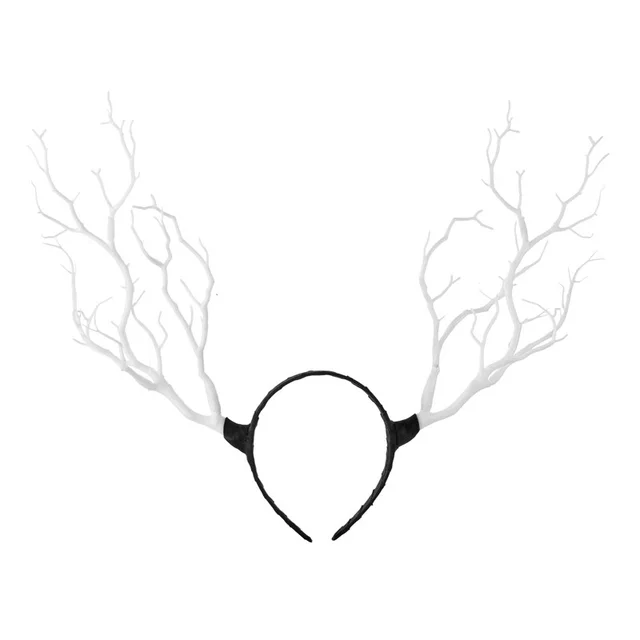 Hair Accessories Vintage Women Halloween Fairy Tale Flower Feathers Headband Retro Tree Branch Deer Ears Antlers Head Bands White - Shop at LoveMi