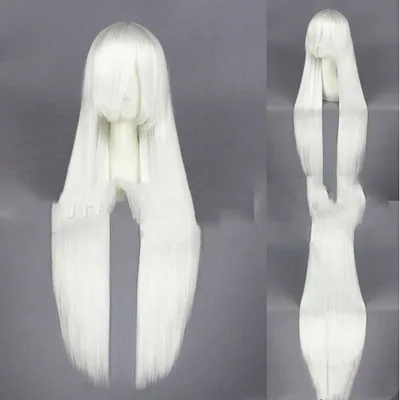 100cm White Universal Long Straight Hair White - Shop at LoveMi