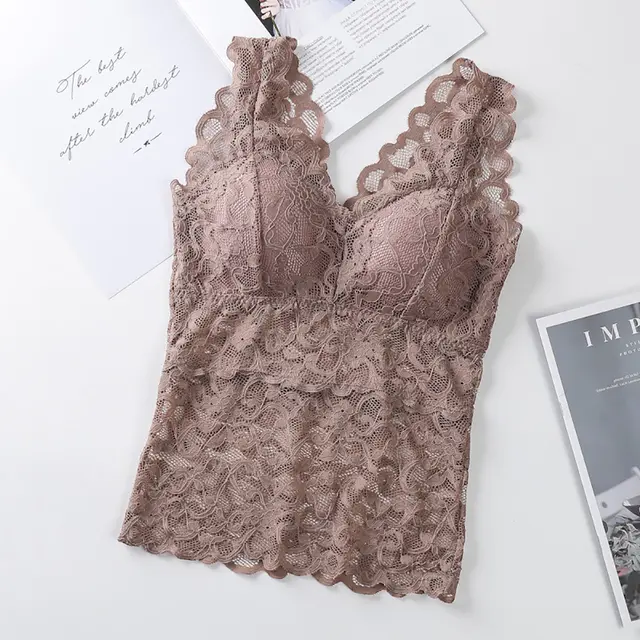 Long V Tie Lace Wrap Chest Strap Chest Pad Vest Coffee - Shop at LoveMi