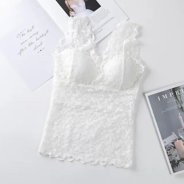 Long V Tie Lace Wrap Chest Strap Chest Pad Vest White - Shop at LoveMi