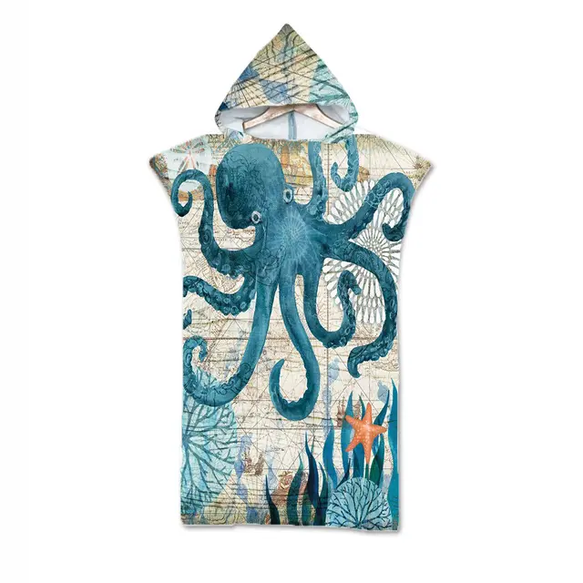 Ocean Print Hooded Beach Towel Family Pack 0901Color - Shop at LoveMi