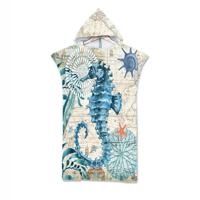 Ocean Print Hooded Beach Towel Family Pack 0905Color - Shop at LoveMi