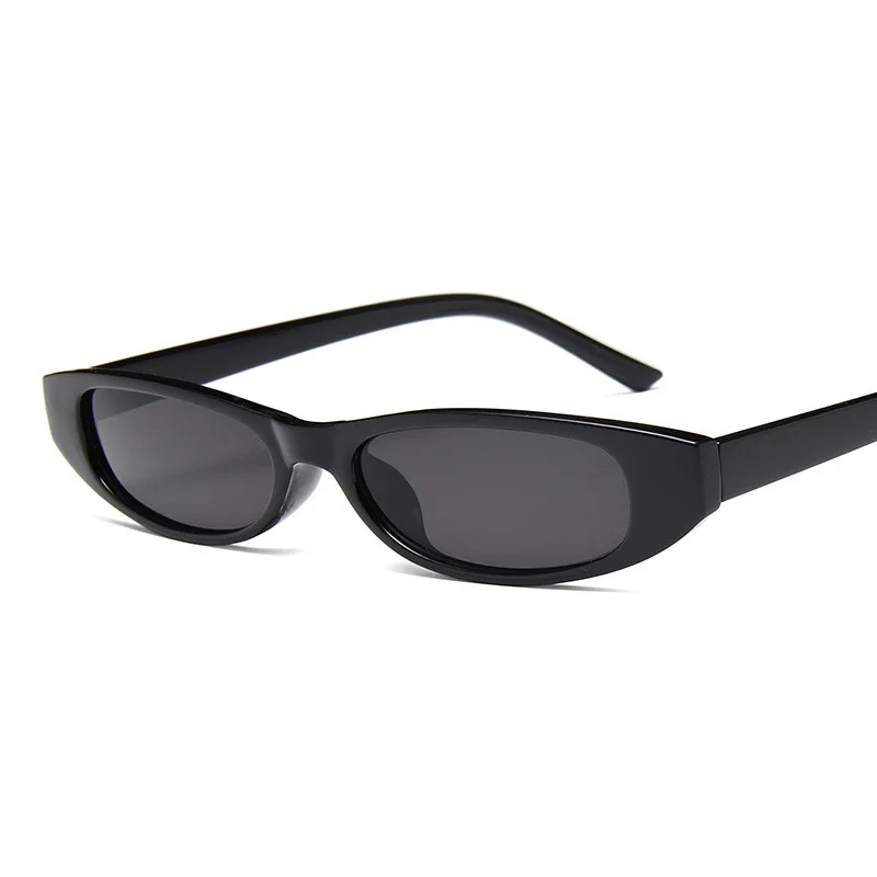 Trendy Cat Eye Metal Hinged Glasses - Bright Black Frame Grey Sheet