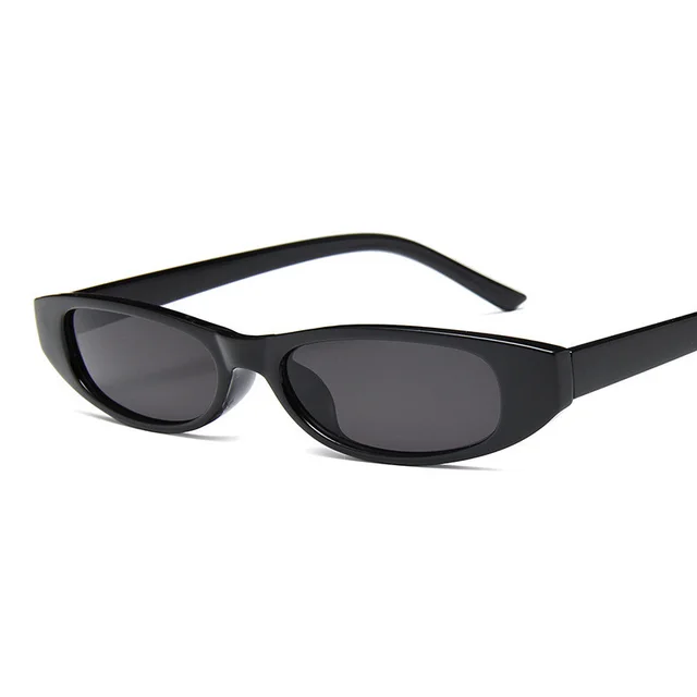 Trendy Cat Eye Metal Hinged Glasses Bright Black Frame Grey Sheet - Shop at LoveMi