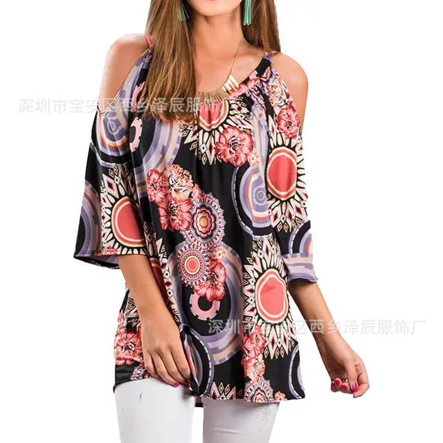 Fashion Simple Printed T shirt Off the shoulder Hollow out Printed Short Sleeve - Shop at LoveMi