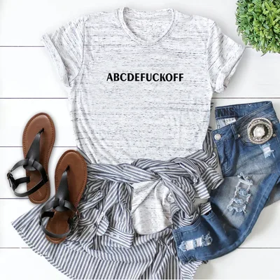In Stock European And American Spoof Letter Fuck Off Short Sleeve Women's T shirt Marble S - Shop at LoveMi