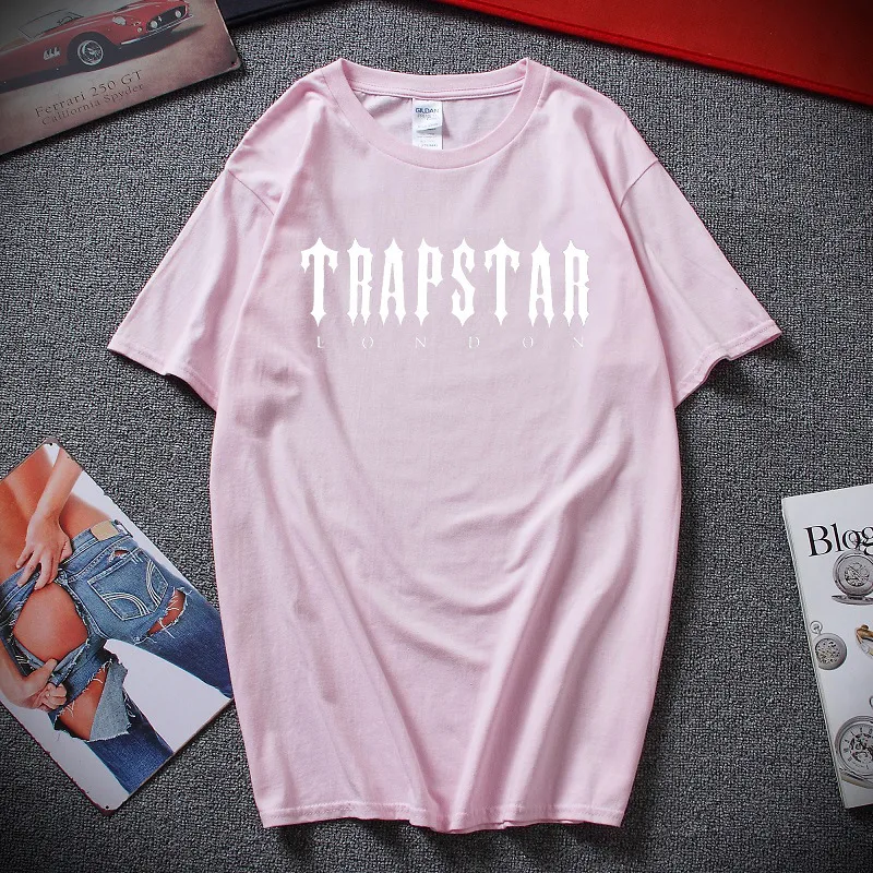 Fashion Casual Letter LON Pattern Hip Hop Men's And Women's T shirt Pink - Shop at LoveMi