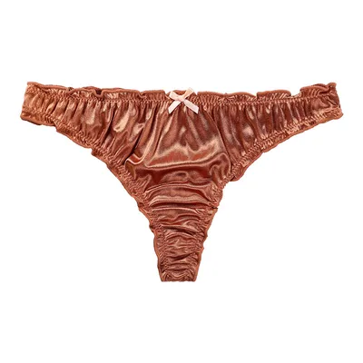 Ladies Pure Cotton Crotch Breathable Comfortable Temptation T Pants Brown - Shop at LoveMi