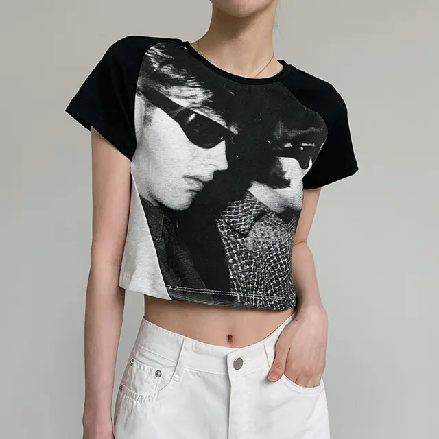 Retro Spice Street Goth Head Print Short Sleeve T Shirt Black - Shop at LoveMi