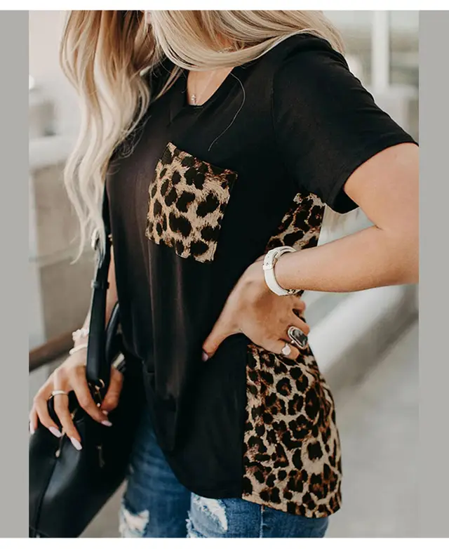 Loose Leopard Print Knitted Women's Top Black - Shop at LoveMi