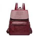Women's Fashion Lightweight Leather Travel Backpack - Red