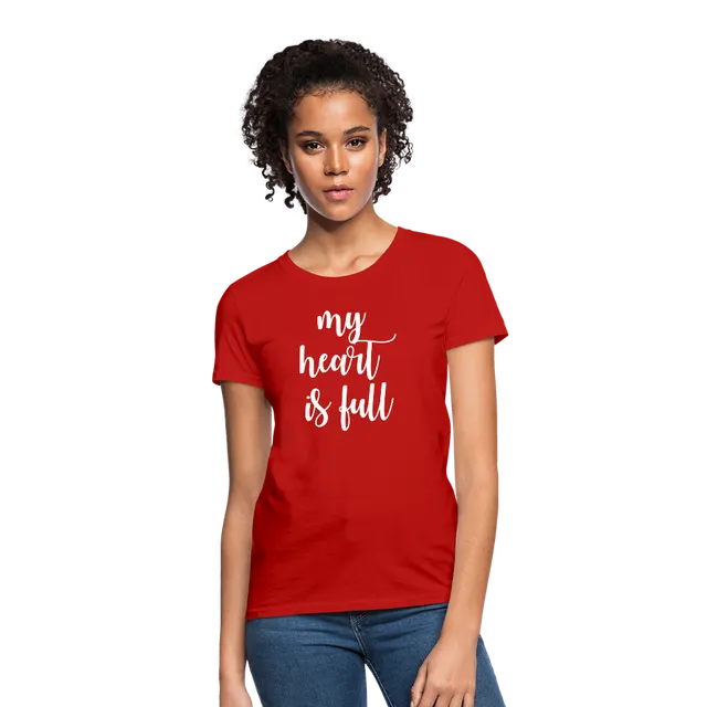 My Heart Is Full Parent child Suit Mother daughter Short Sleeve Adult Red - Shop at LoveMi