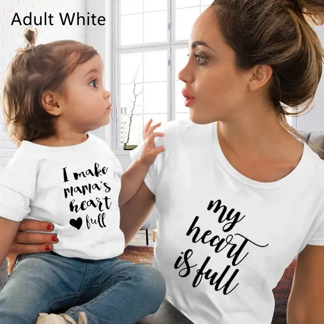 My Heart Is Full Parent child Suit Mother daughter Short Sleeve Adult White - Shop at LoveMi
