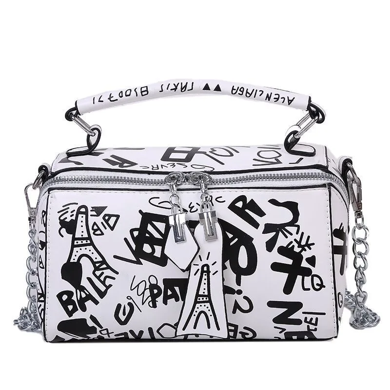 Ladies Fashion Korean Style Small Square Boston Bag White - Shop at LoveMi