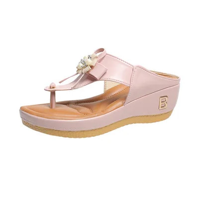 Women's Outerwear Flower Platform Wedge Sandals Pink - Shop at LoveMi