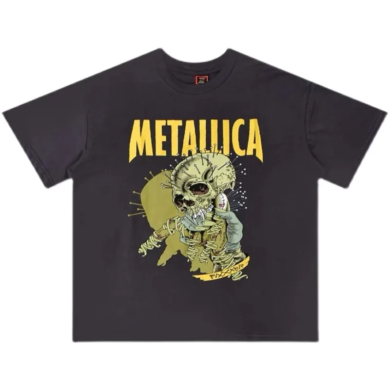 Rock Skull Print High Street Loose Short Sleeve T Shirt Black - Shop at LoveMi