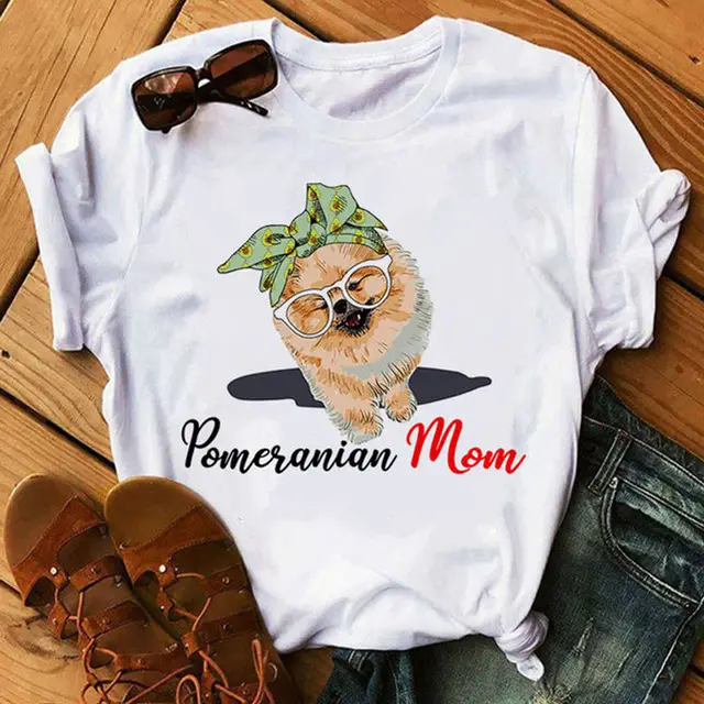 Summer Women's Pomeranian Top Khaki Short sleeved T shirt Wtqp0027 - Shop at LoveMi