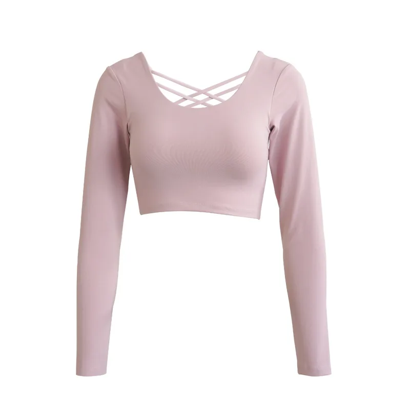 Women's Elastic Fitness Clothes With Chest Pad Yoga Clothes Hazy Powder M - Shop at LoveMi