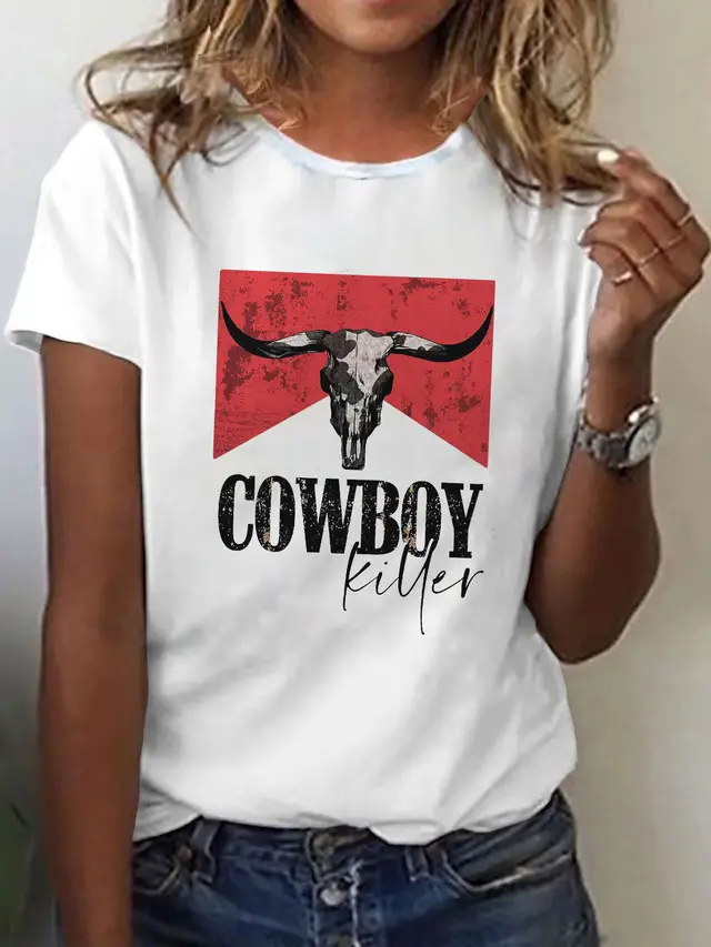 Summer Garden Collar Printed White Short Sleeve Round Neck White - Shop at LoveMi