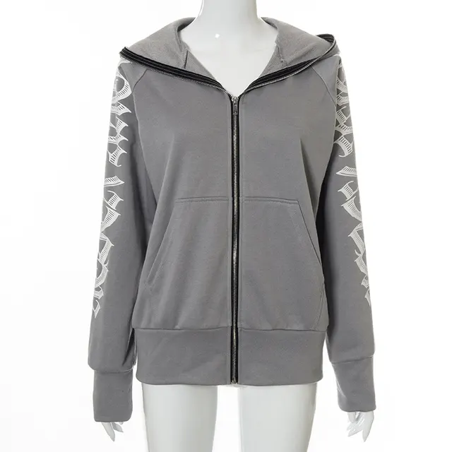 Women's Fashion Letter Print Long Sleeve Sweatshirt Gray K21Tp497 - Shop at LoveMi