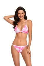 Tie-dye Print Three Point Swimsuit Europe And The United States - Pink