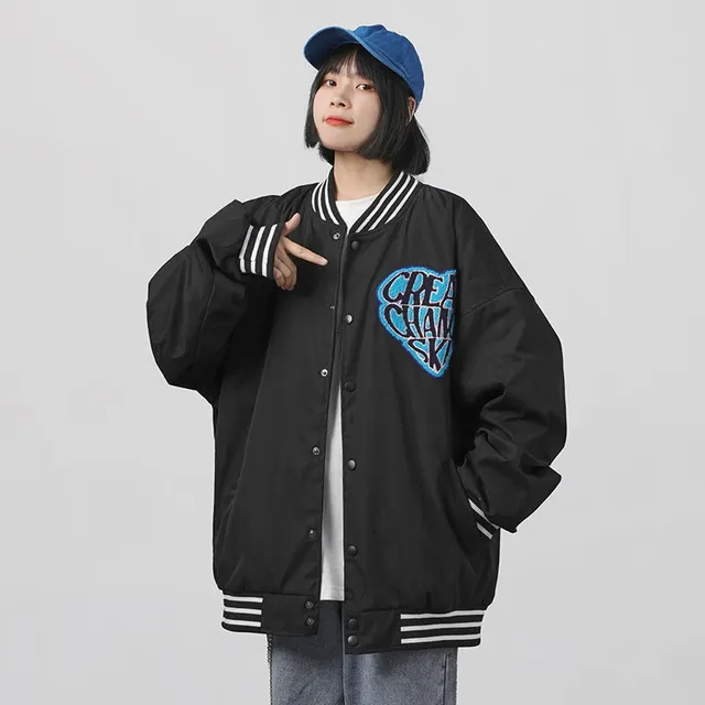Korean Style Loose Love Country Tide Street BF Jacket Black - Shop at LoveMi