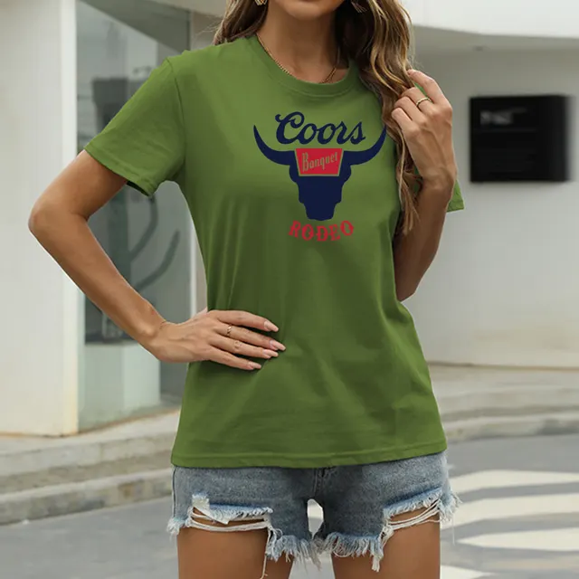 Printed Bull Plus Size Cotton Round Neck Short Sleeve T shirt Army Green - Shop at LoveMi