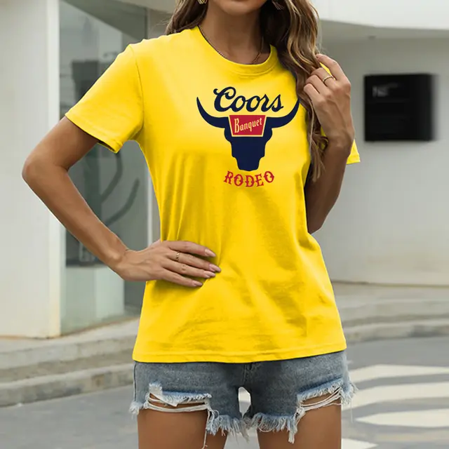 Printed Bull Plus Size Cotton Round Neck Short Sleeve T shirt Yellow - Shop at LoveMi