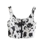 Cow Flower Top Slim-fit Zipper Camisole - Picture Color-L - View 1