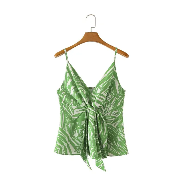 Women's Sling Green Leaves Printed Lace up - Shop at LoveMi
