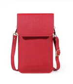 Mini Shoulder Crossbody Bags For Women Casual Solid Color Mobile Phone Bag Long Wallet - Red