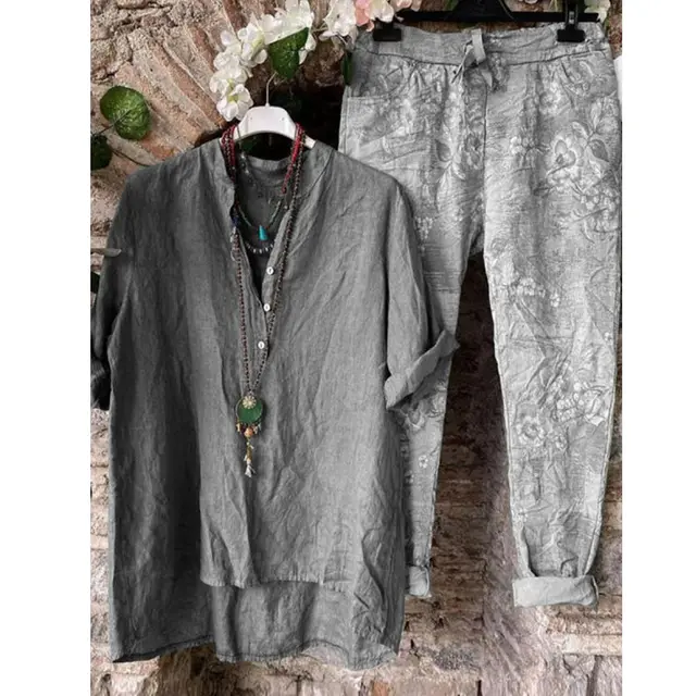 Cotton Cardigan Urban Casual Cotton Solid Gray Shirt Long Linen Sleeves Suit Black - Shop at LoveMi