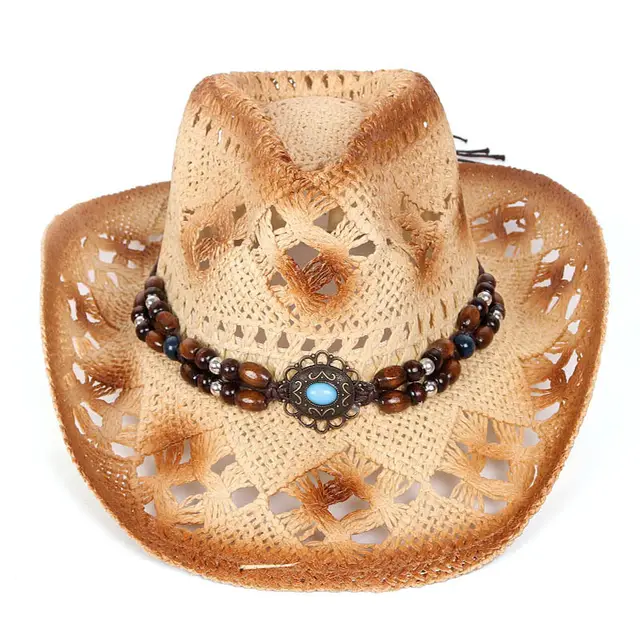 Summer Outdoor Beach Hollow Breathable Sun Hat - Beige