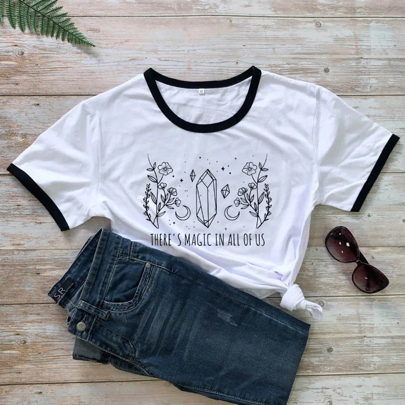 THERE'S MAGIC IN ALL OF US New Women's Short sleeved T shirt Black Edge - Shop at LoveMi