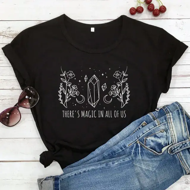 THERE'S MAGIC IN ALL OF US New Women's Short sleeved T shirt Black - Shop at LoveMi