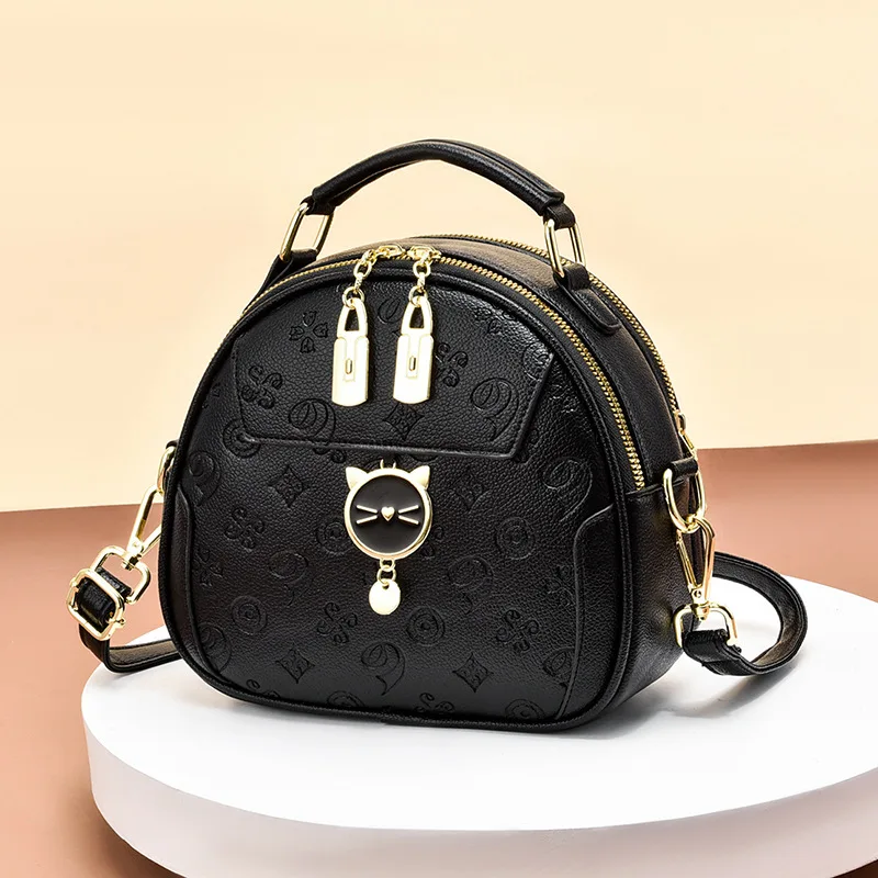 New Women's Cat Shoulder Bag Send Handbag - Black