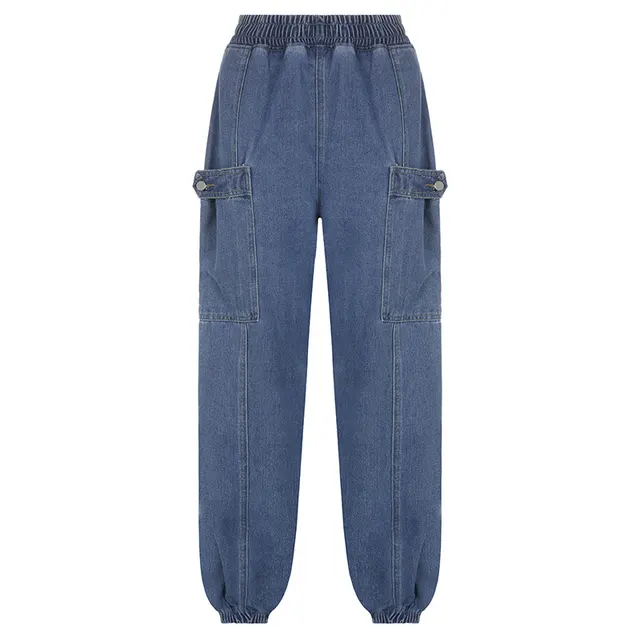 Ladies Fashion Women's Pants Ins Straight Jeans - Blue