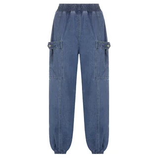 Ladies Fashion Women's Pants Ins Straight Jeans - Blue